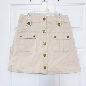 LIZ LISA Cream Button-Front A-Line Mini Skirt Size XS Spring Fall Kawaii Japan